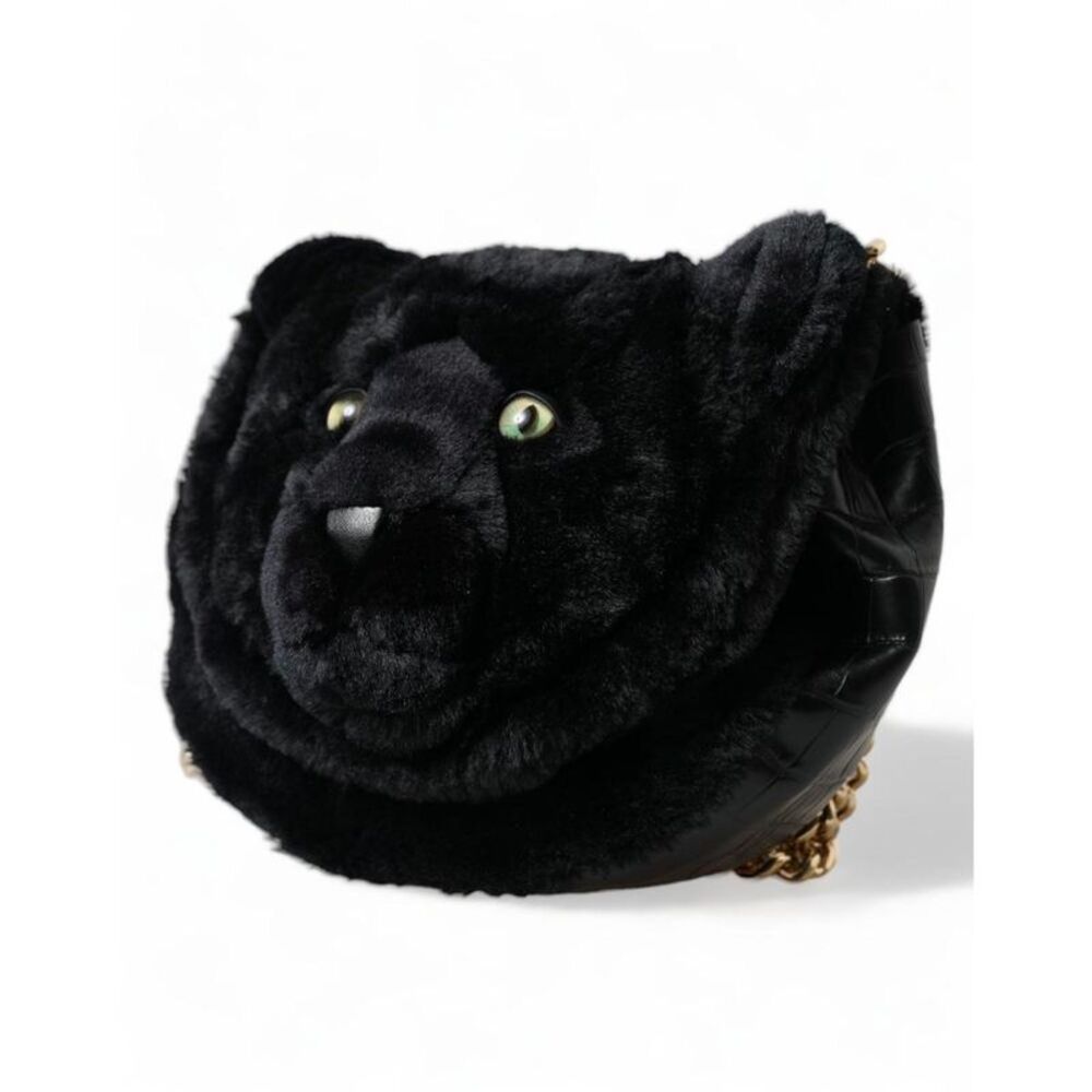 Dolce & Gabbana Panther Shoulder Bag with Green Eyes Women Black Crossbody Bags - Picture 2 of 6
